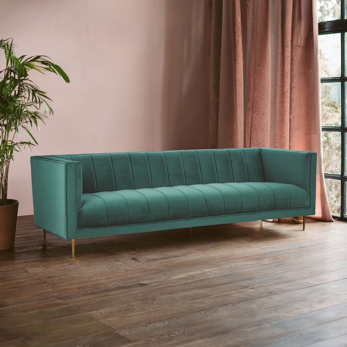 Otylia 3 Seat Green Sofa - Bargainia.com - 
