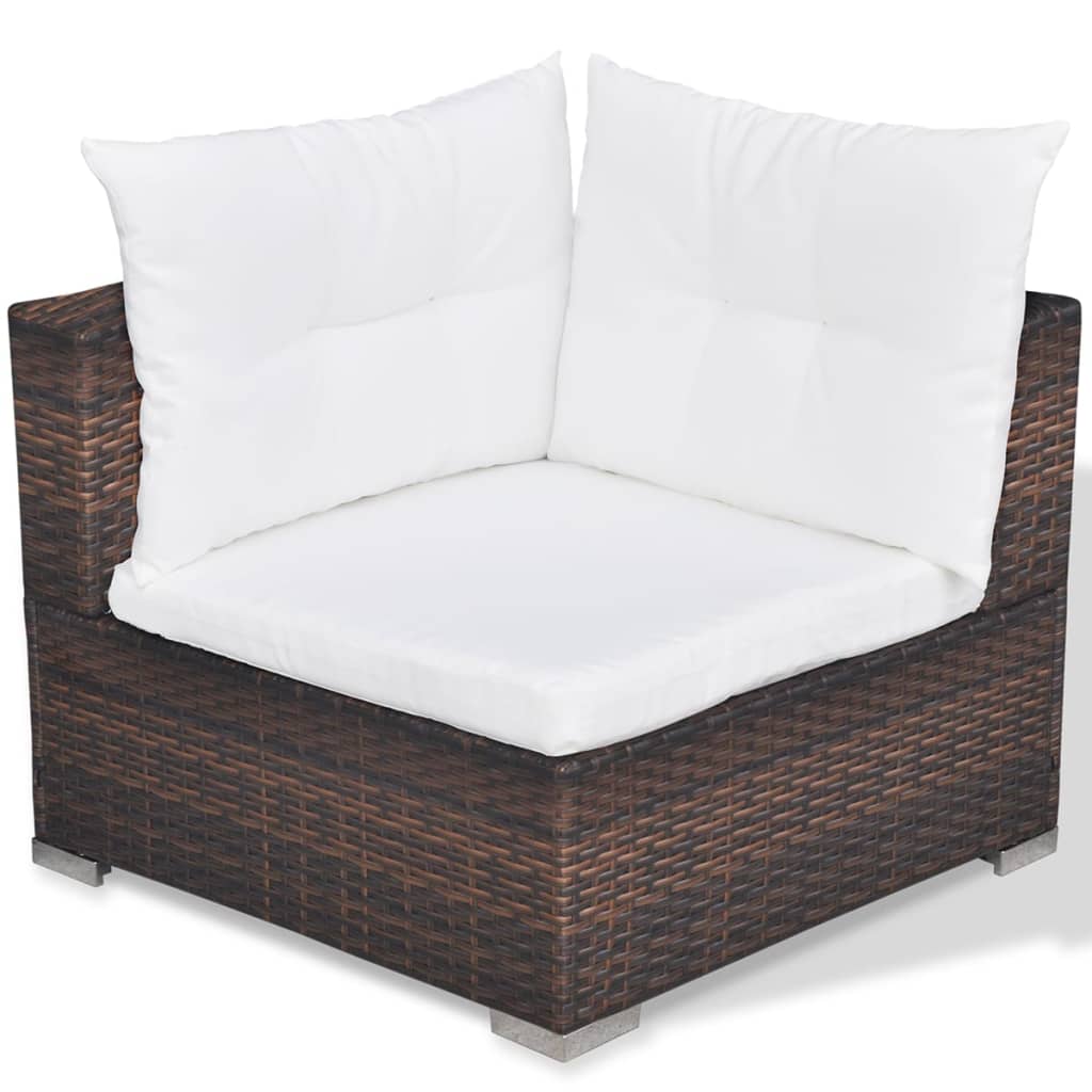 Outdoor Patio 5 Piece Poly Rattan Garden Furniture Lounge Set Corner Sofa With Cushions - Bargainia.com - 8718475503446 - 42739