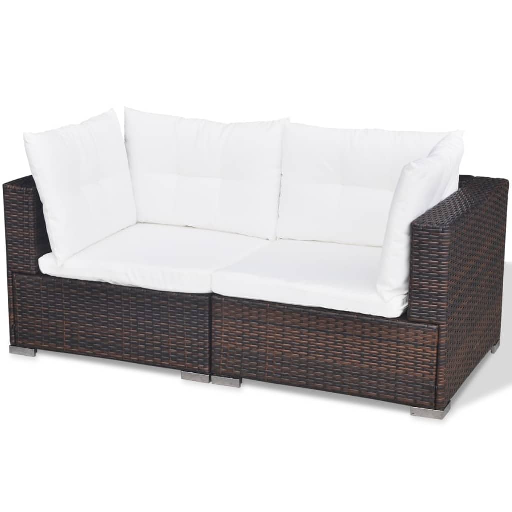 Outdoor Patio 5 Piece Poly Rattan Garden Furniture Lounge Set Corner Sofa With Cushions - Bargainia.com - 8718475503446 - 42739