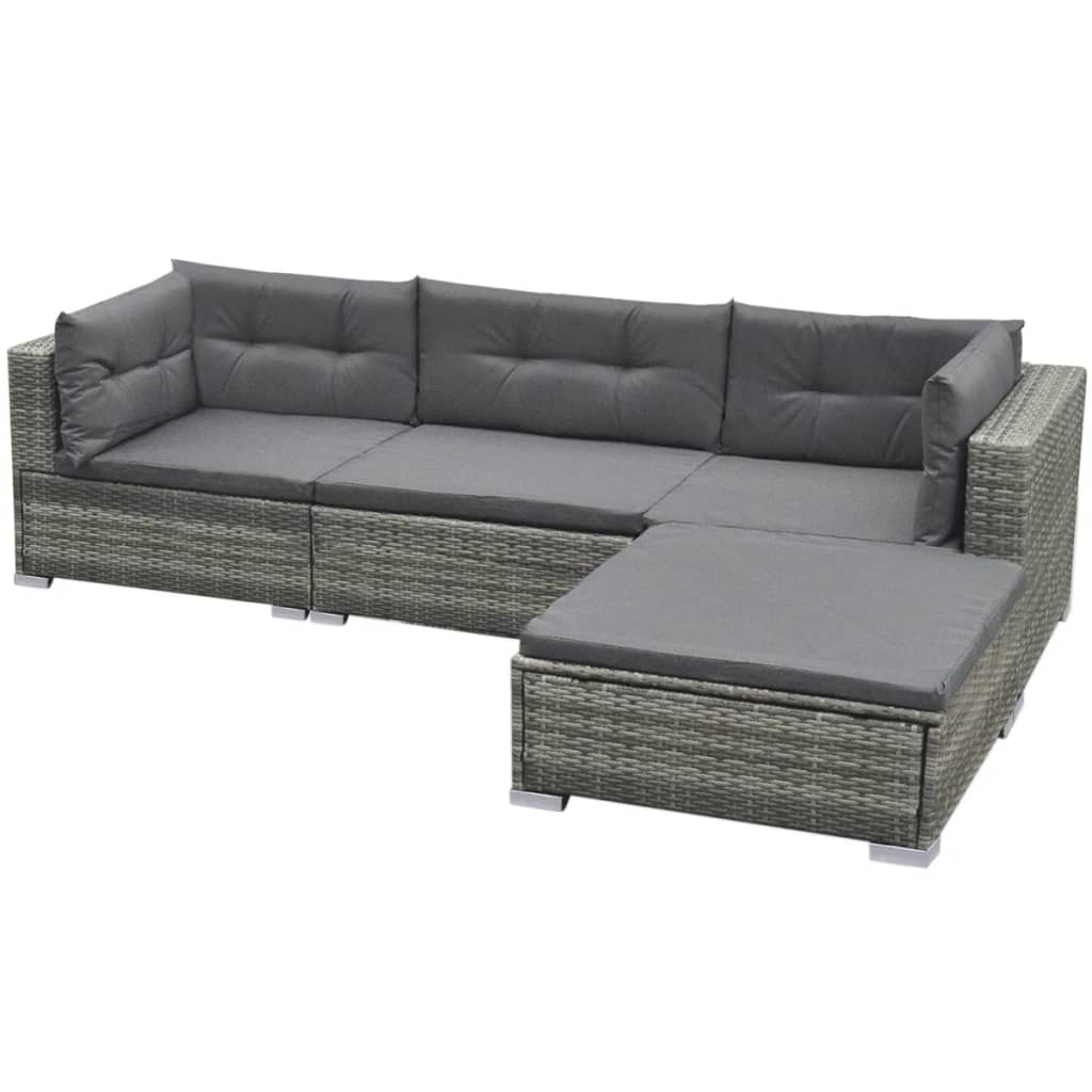 Outdoor Patio 5 Piece Poly Rattan Garden Furniture Lounge Set Corner Sofa With Cushions - Bargainia.com - 8718475503460 - 42741