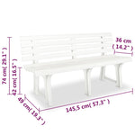 Outdoor Patio Plastic 2/3 Person Garden Bench Chair Outside Benches - Bargainia.com - 