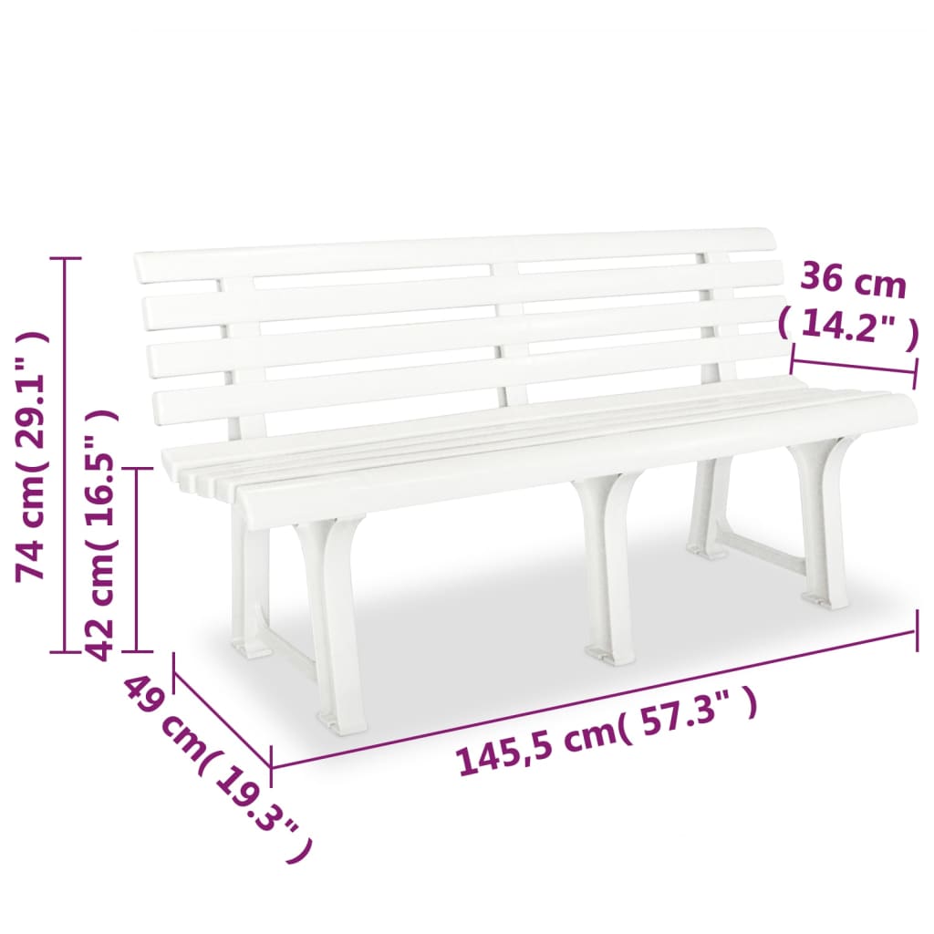 Outdoor Patio Plastic 2/3 Person Garden Bench Chair Outside Benches - Bargainia.com - 8718475570530 - 43583
