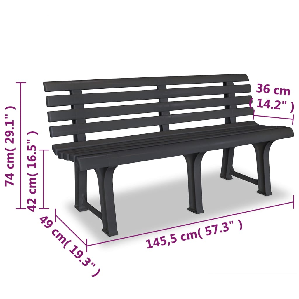 Outdoor Patio Plastic 2/3 Person Garden Bench Chair Outside Benches - Bargainia.com - 8718475570554 - 43585