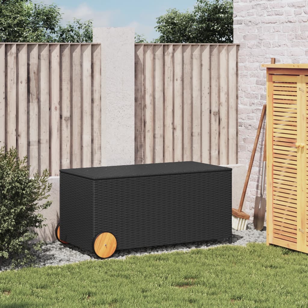 Outdoor Patio Poly Rattan 190L Garden Storage Box With Wheels Cushion Boxes - Bargainia.com - 8721012243668 - 365324