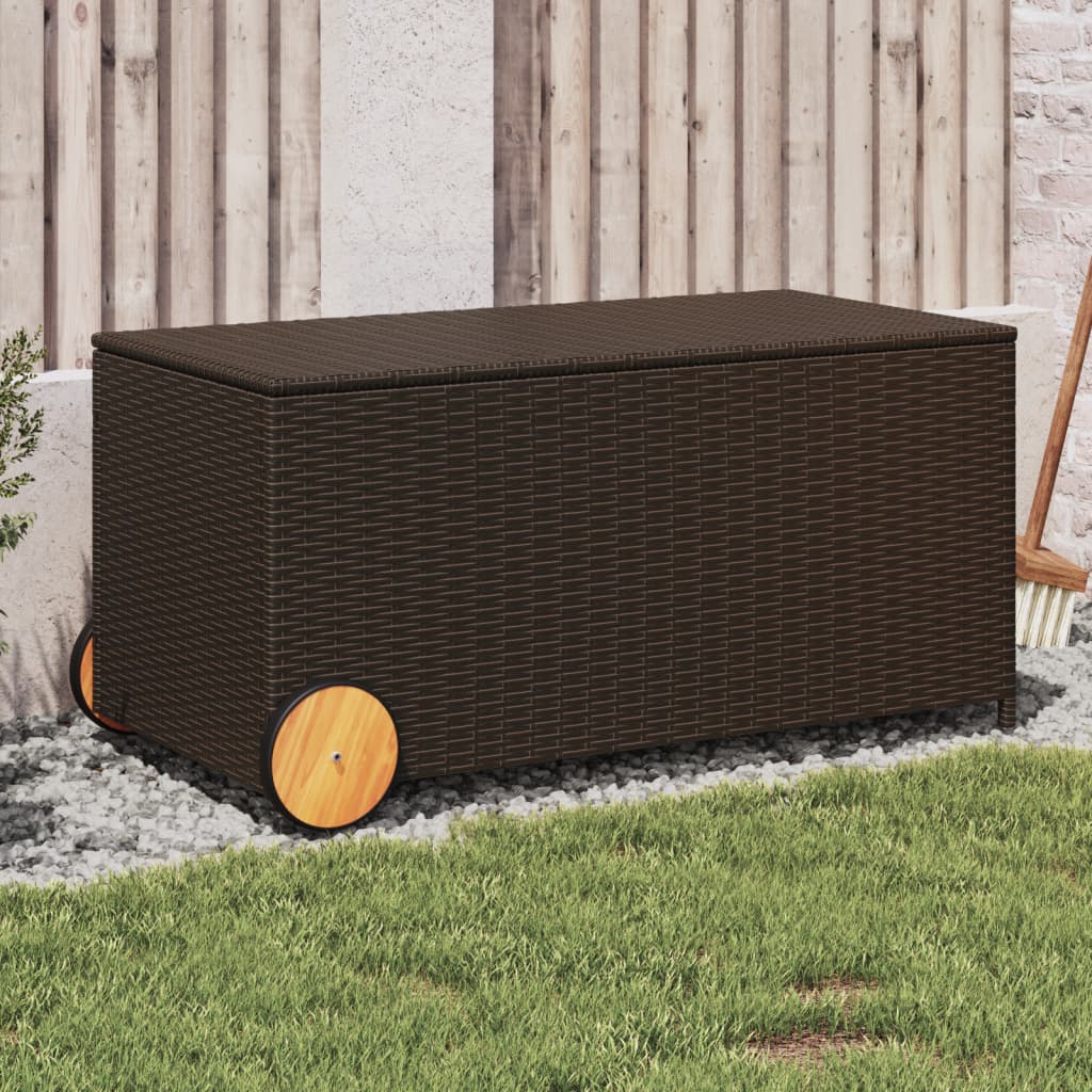 Outdoor Patio Poly Rattan 190L Garden Storage Box With Wheels Cushion Boxes - Bargainia.com - 8721012243675 - 365325