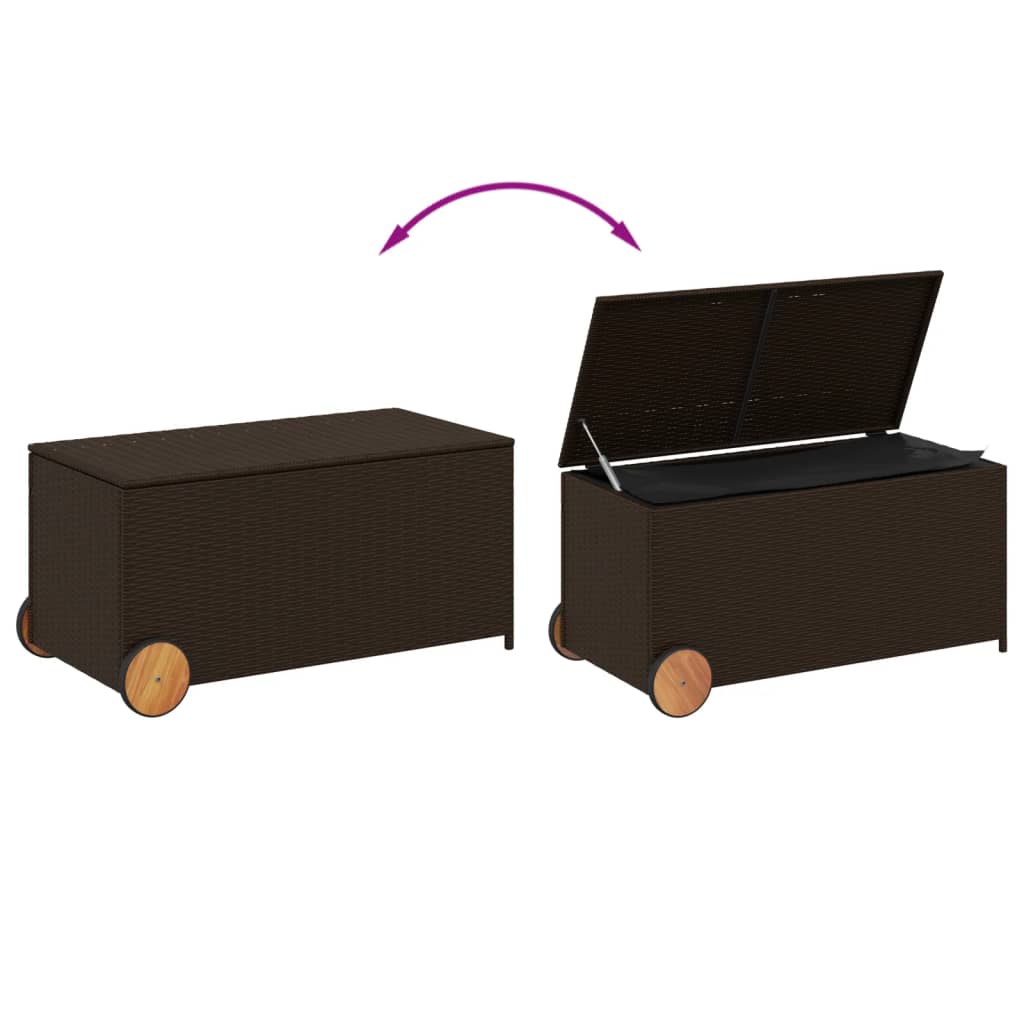 Outdoor Patio Poly Rattan 190L Garden Storage Box With Wheels Cushion Boxes - Bargainia.com - 8721012243675 - 365325