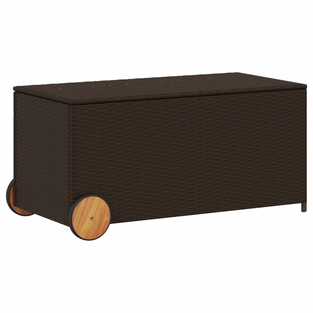 Outdoor Patio Poly Rattan 190L Garden Storage Box With Wheels Cushion Boxes - Bargainia.com - 8721012243675 - 365325