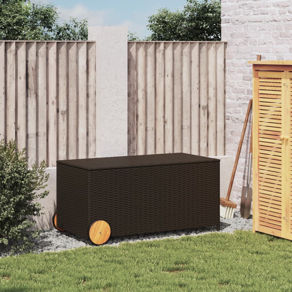 Outdoor Patio Poly Rattan 190L Garden Storage Box With Wheels Cushion Boxes - Bargainia.com - 8721012243675 - 365325