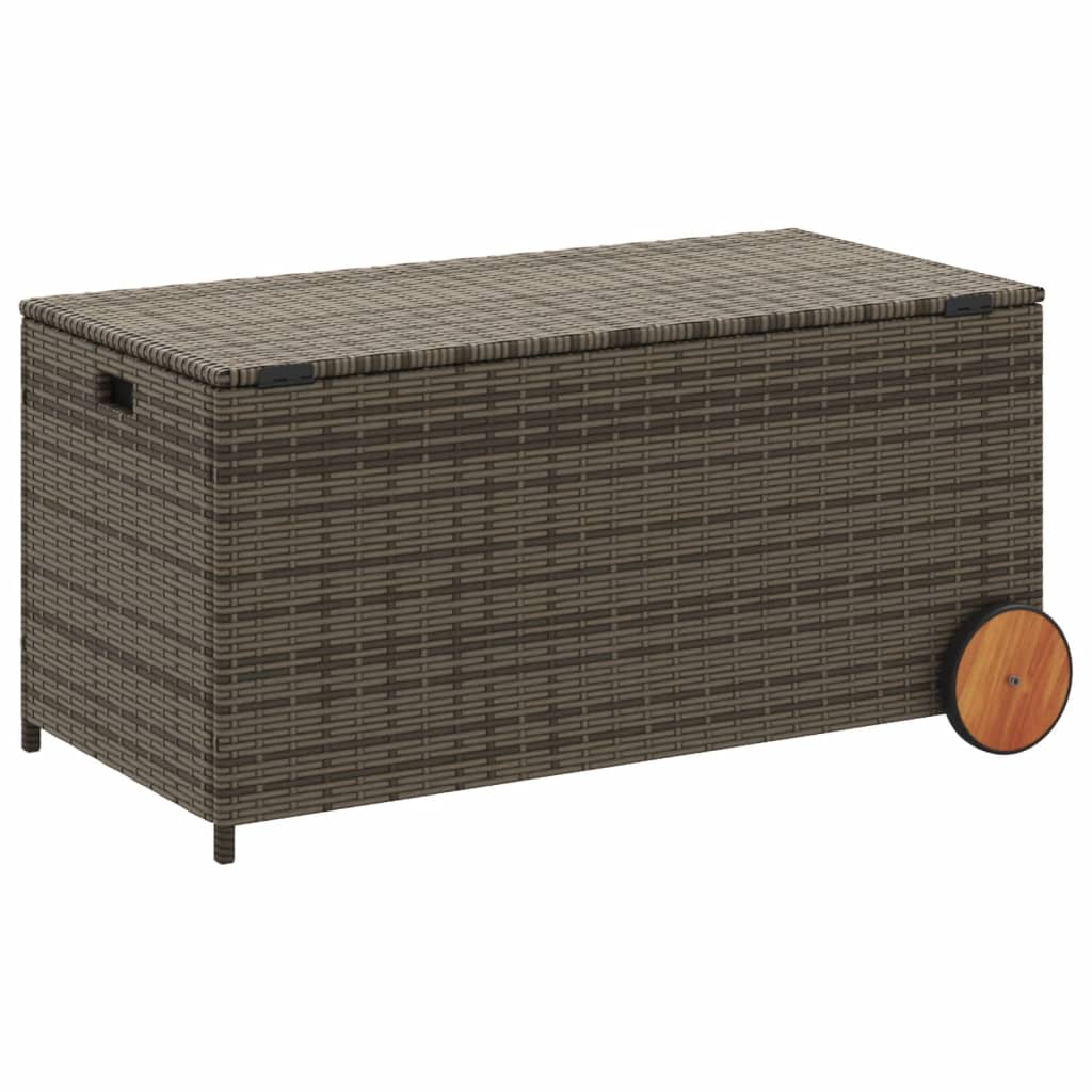Outdoor Patio Poly Rattan 190L Garden Storage Box With Wheels Cushion Boxes - Bargainia.com - 8721012243682 - 365326