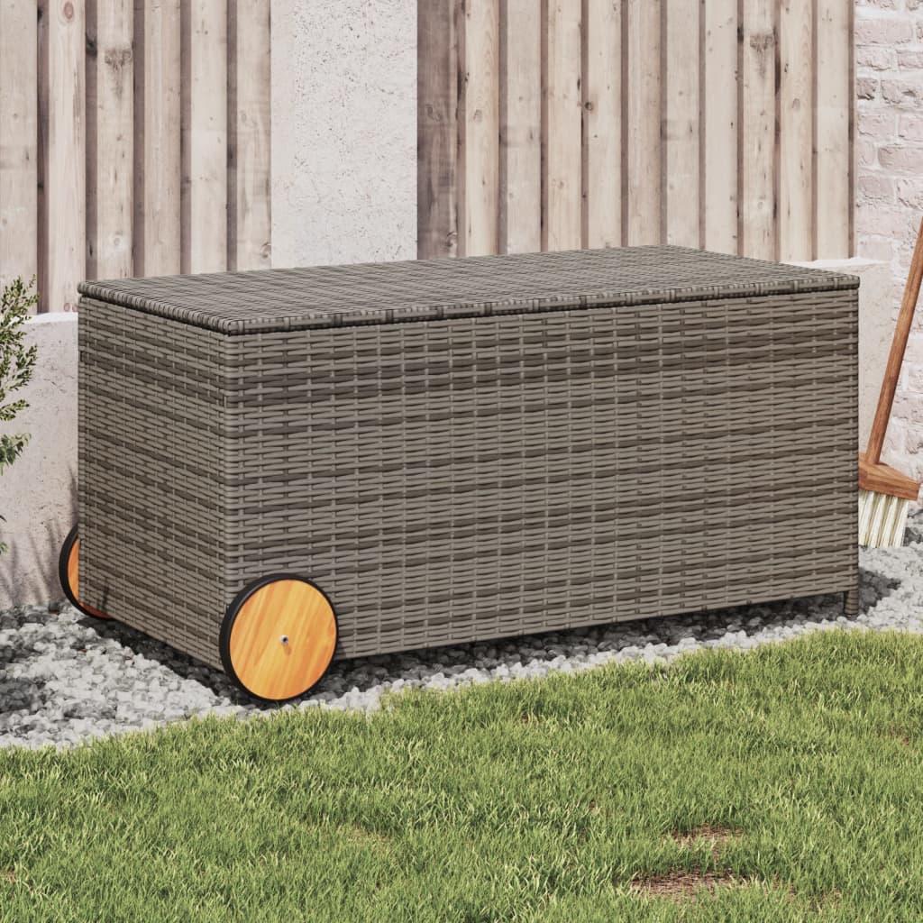 Outdoor Patio Poly Rattan 190L Garden Storage Box With Wheels Cushion Boxes - Bargainia.com - 8721012243682 - 365326
