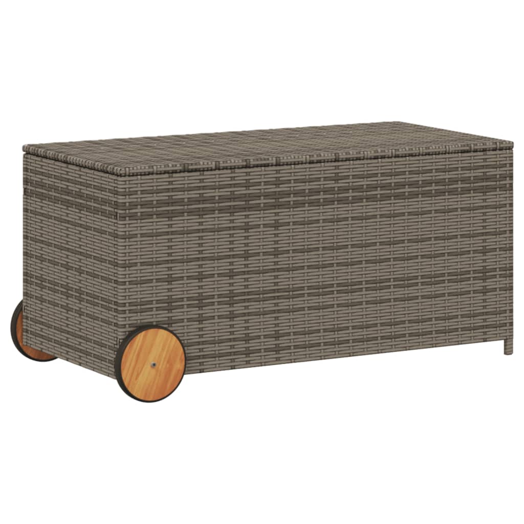 Outdoor Patio Poly Rattan 190L Garden Storage Box With Wheels Cushion Boxes - Bargainia.com - 8721012243682 - 365326