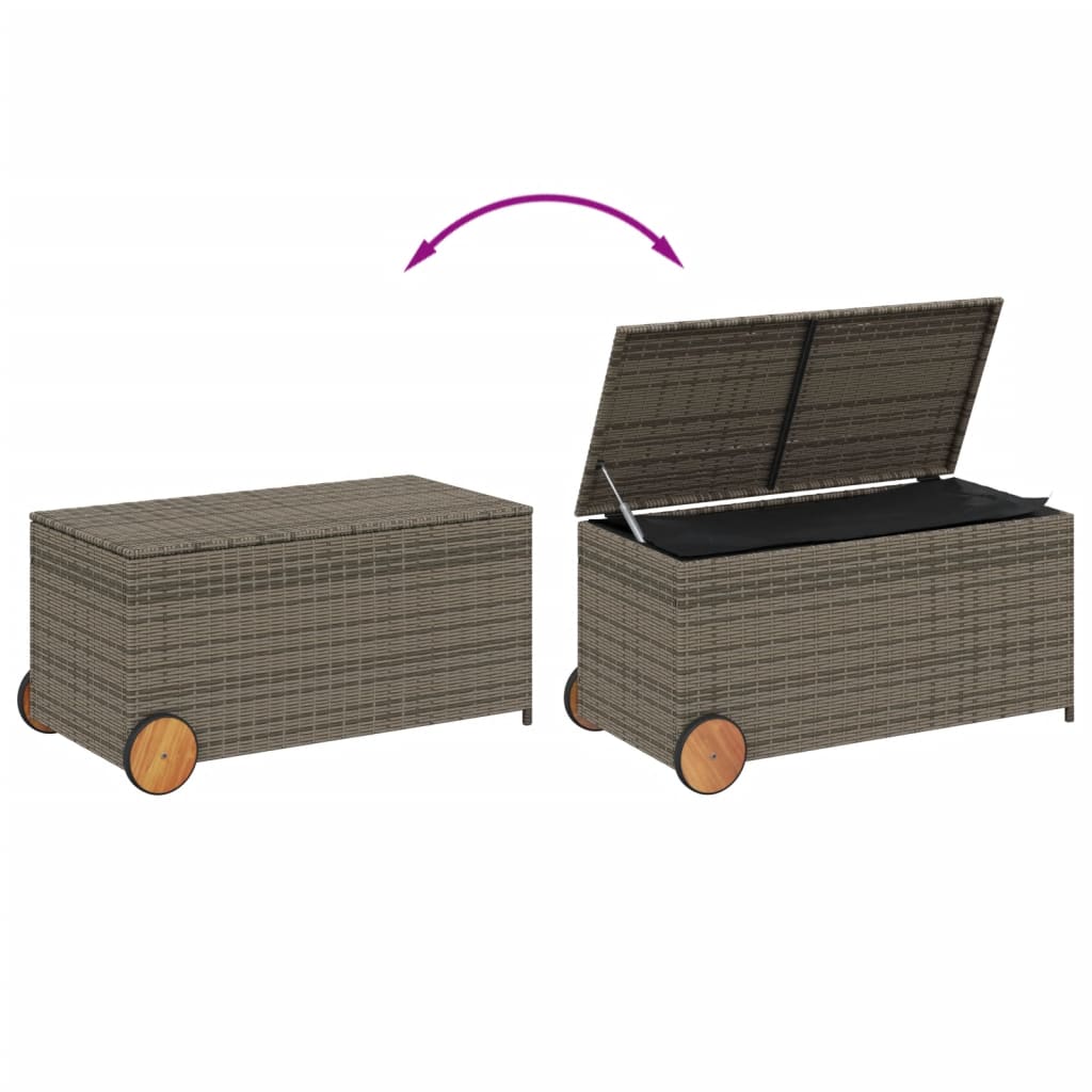 Outdoor Patio Poly Rattan 190L Garden Storage Box With Wheels Cushion Boxes - Bargainia.com - 8721012243682 - 365326