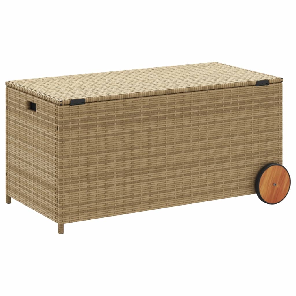 Outdoor Patio Poly Rattan 190L Garden Storage Box With Wheels Cushion Boxes - Bargainia.com - 8721012243699 - 365327