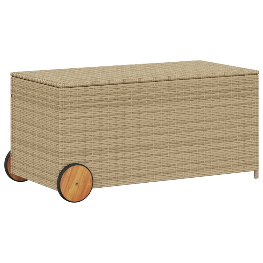 Outdoor Patio Poly Rattan 190L Garden Storage Box With Wheels Cushion Boxes - Bargainia.com - 8721012243699 - 365327