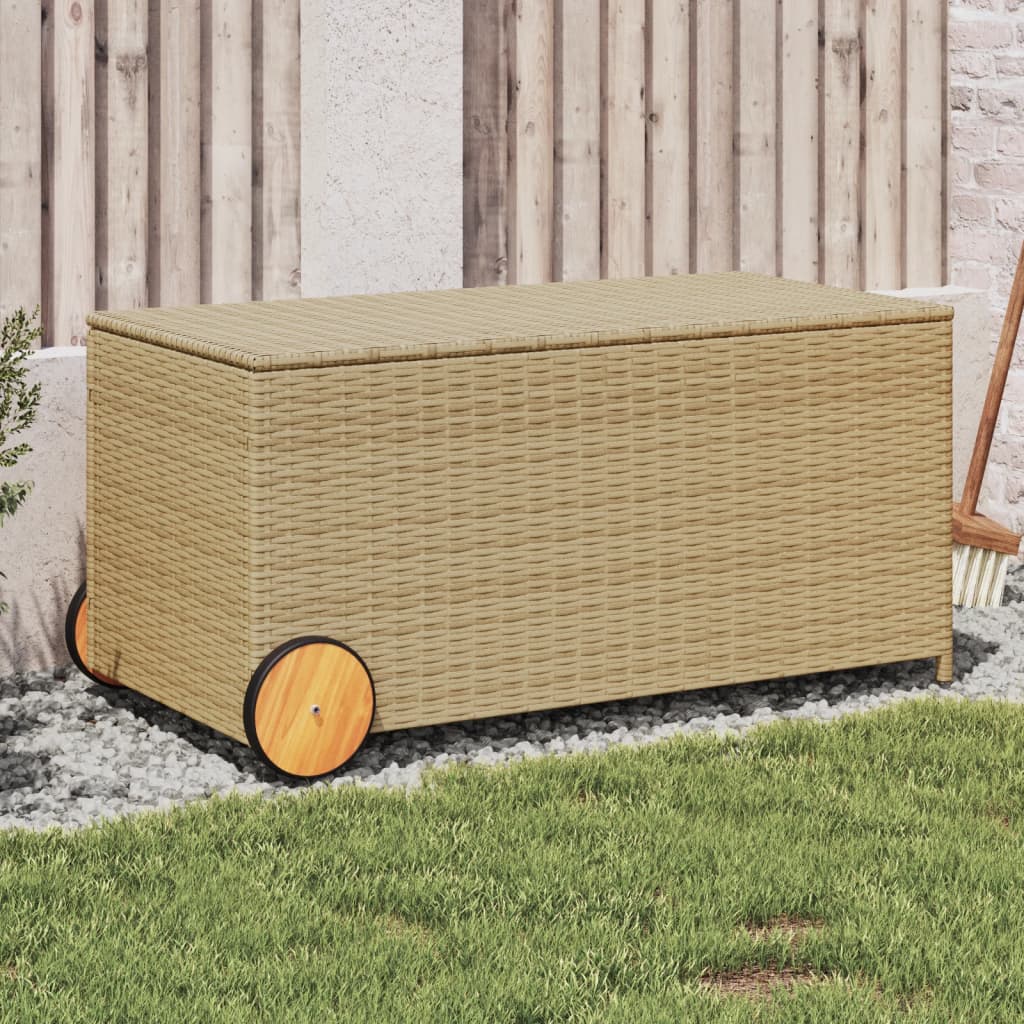 Outdoor Patio Poly Rattan 190L Garden Storage Box With Wheels Cushion Boxes - Bargainia.com - 8721012243699 - 365327