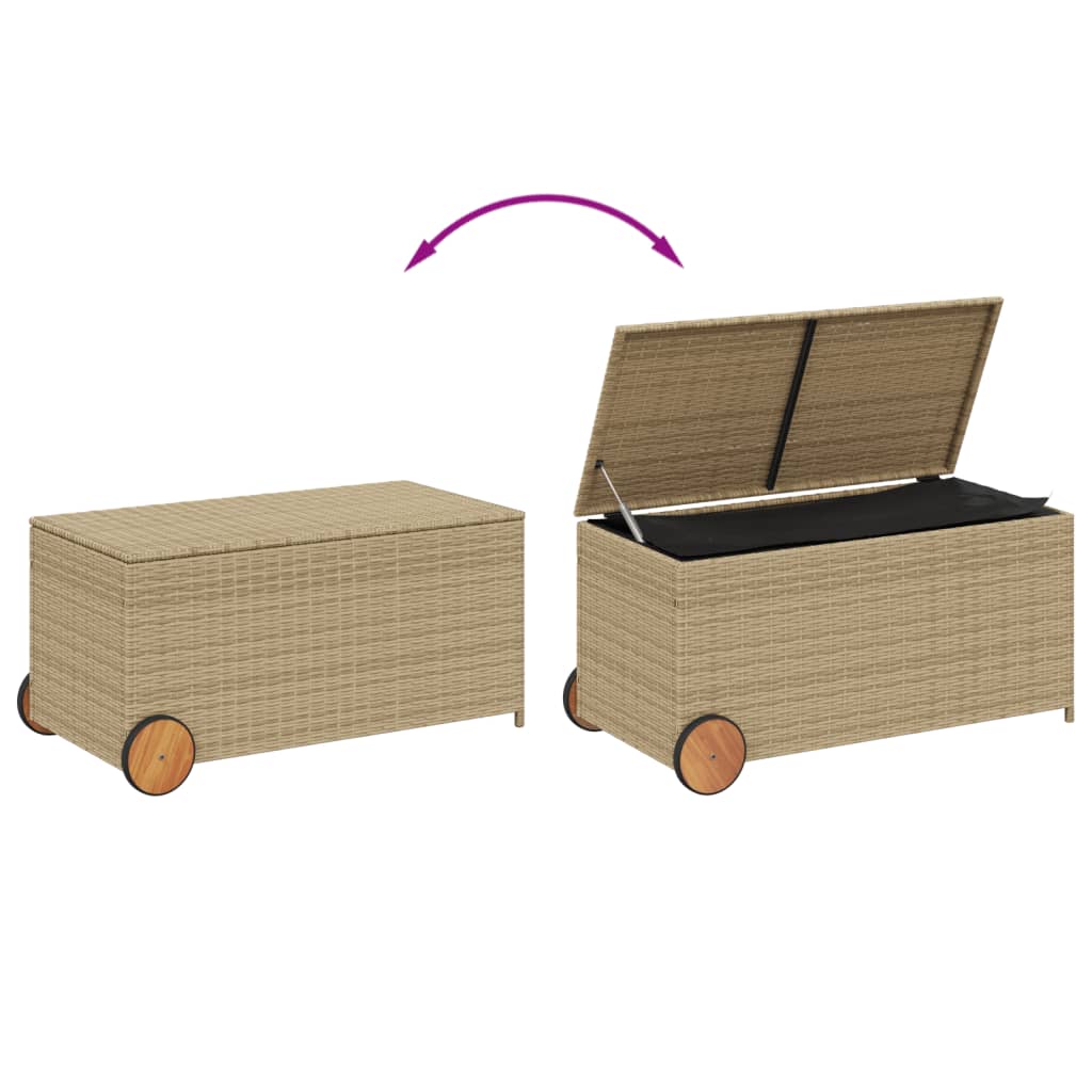 Outdoor Patio Poly Rattan 190L Garden Storage Box With Wheels Cushion Boxes - Bargainia.com - 8721012243699 - 365327
