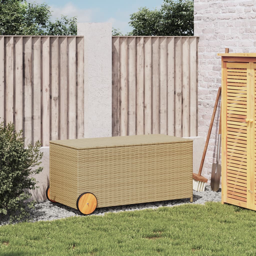 Outdoor Patio Poly Rattan 190L Garden Storage Box With Wheels Cushion Boxes - Bargainia.com - 8721012243699 - 365327