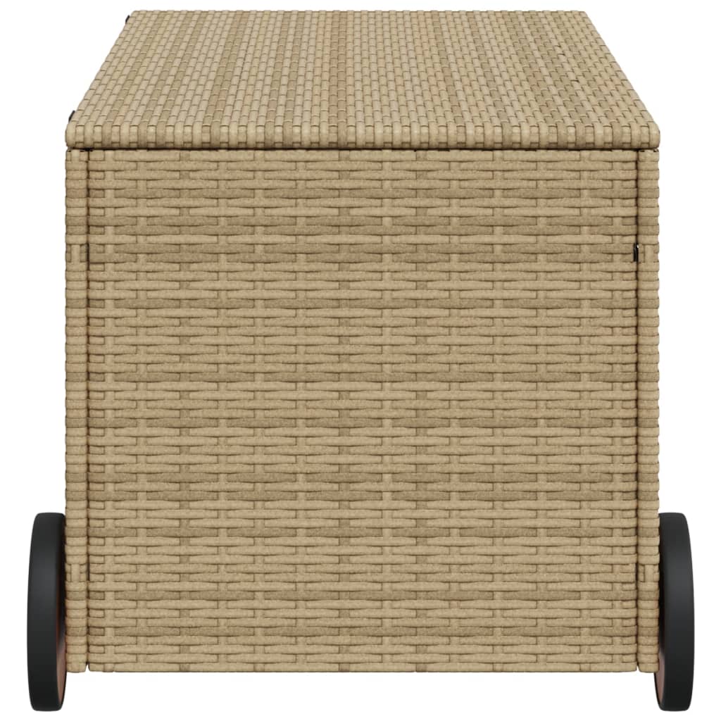Outdoor Patio Poly Rattan 190L Garden Storage Box With Wheels Cushion Boxes - Bargainia.com - 8721012243699 - 365327