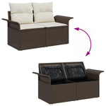 Outdoor Patio Poly Rattan 2 - Seater Garden Sofa With Storage & Cushions Chair - Bargainia.com - 