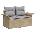 Outdoor Patio Poly Rattan 2 - Seater Garden Sofa With Storage & Cushions Chair - Bargainia.com - 