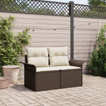 Outdoor Patio Poly Rattan 2 - Seater Garden Sofa With Storage & Cushions Chair - Bargainia.com - 