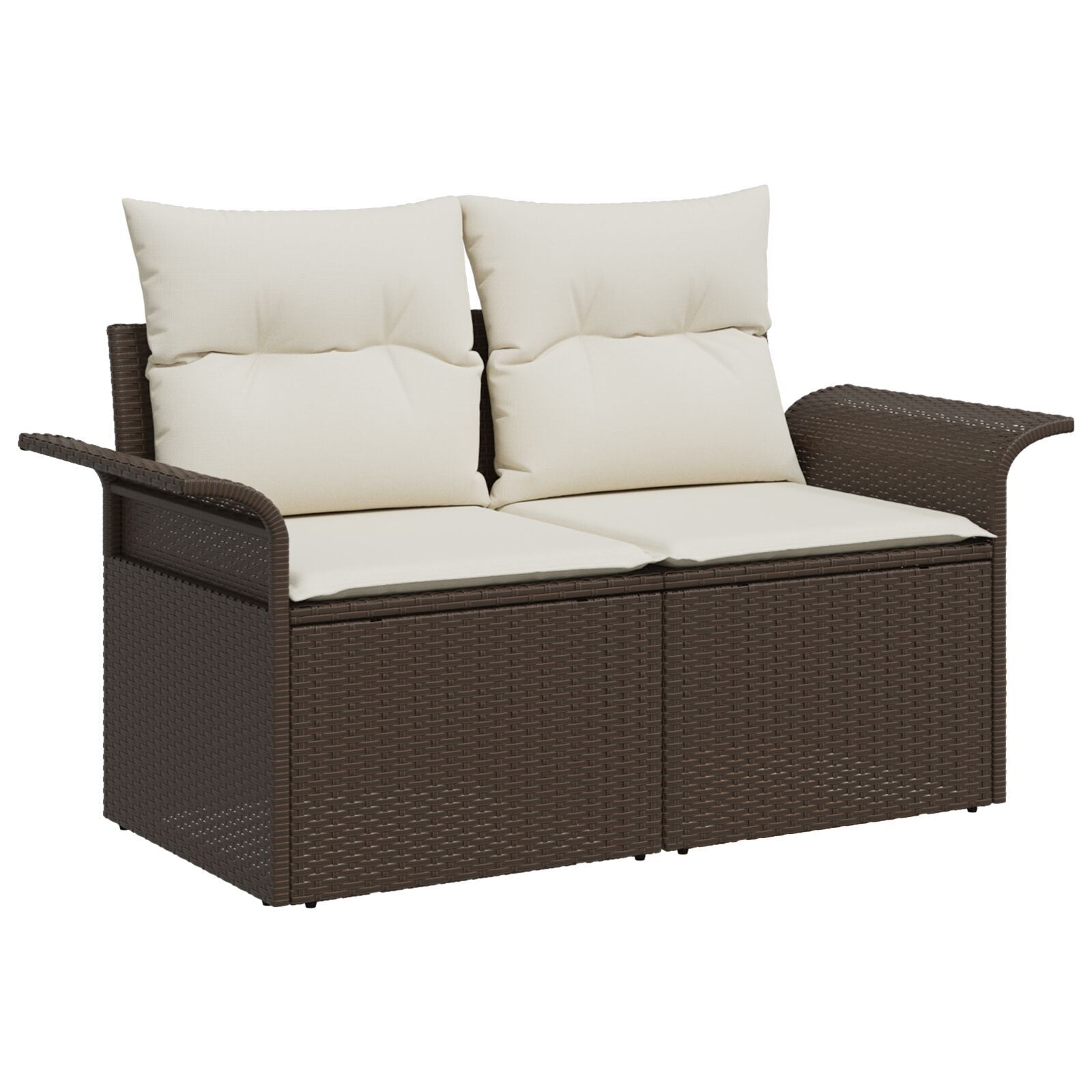 Outdoor Patio Poly Rattan 2 - Seater Garden Sofa With Storage & Cushions Chair - Bargainia.com - 