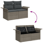 Outdoor Patio Poly Rattan 2 - Seater Garden Sofa With Storage & Cushions Chair - Bargainia.com - 