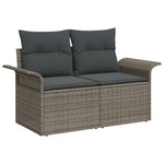 Outdoor Patio Poly Rattan 2 - Seater Garden Sofa With Storage & Cushions Chair - Bargainia.com - 