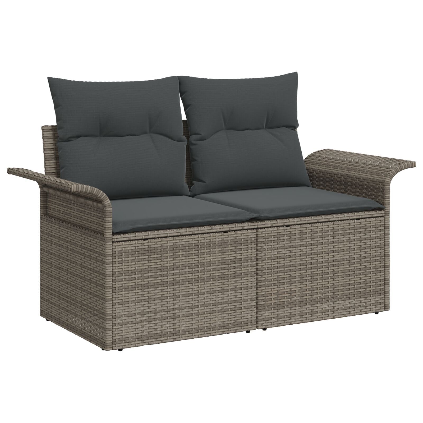 Outdoor Patio Poly Rattan 2 - Seater Garden Sofa With Storage & Cushions Chair - Bargainia.com - 