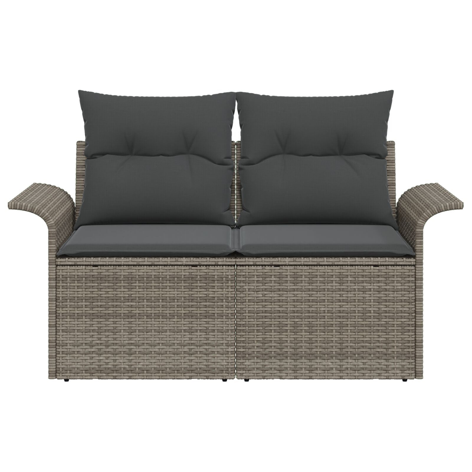 Outdoor Patio Poly Rattan 2 - Seater Garden Sofa With Storage & Cushions Chair - Bargainia.com - 