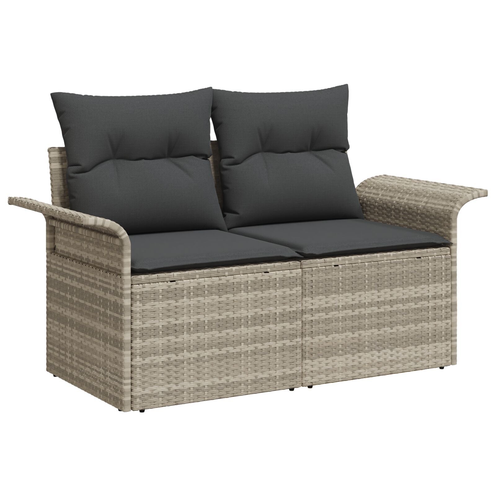 Outdoor Patio Poly Rattan 2 - Seater Garden Sofa With Storage & Cushions Chair - Bargainia.com - 