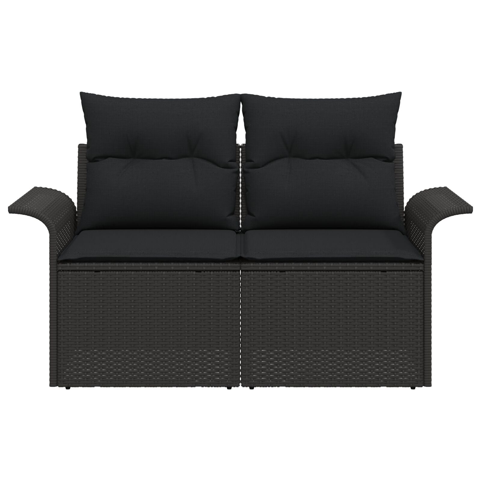 Outdoor Patio Poly Rattan 2 - Seater Garden Sofa With Storage & Cushions Chair - Bargainia.com - 