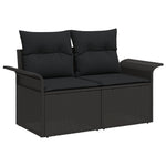 Outdoor Patio Poly Rattan 2 - Seater Garden Sofa With Storage & Cushions Chair - Bargainia.com - 
