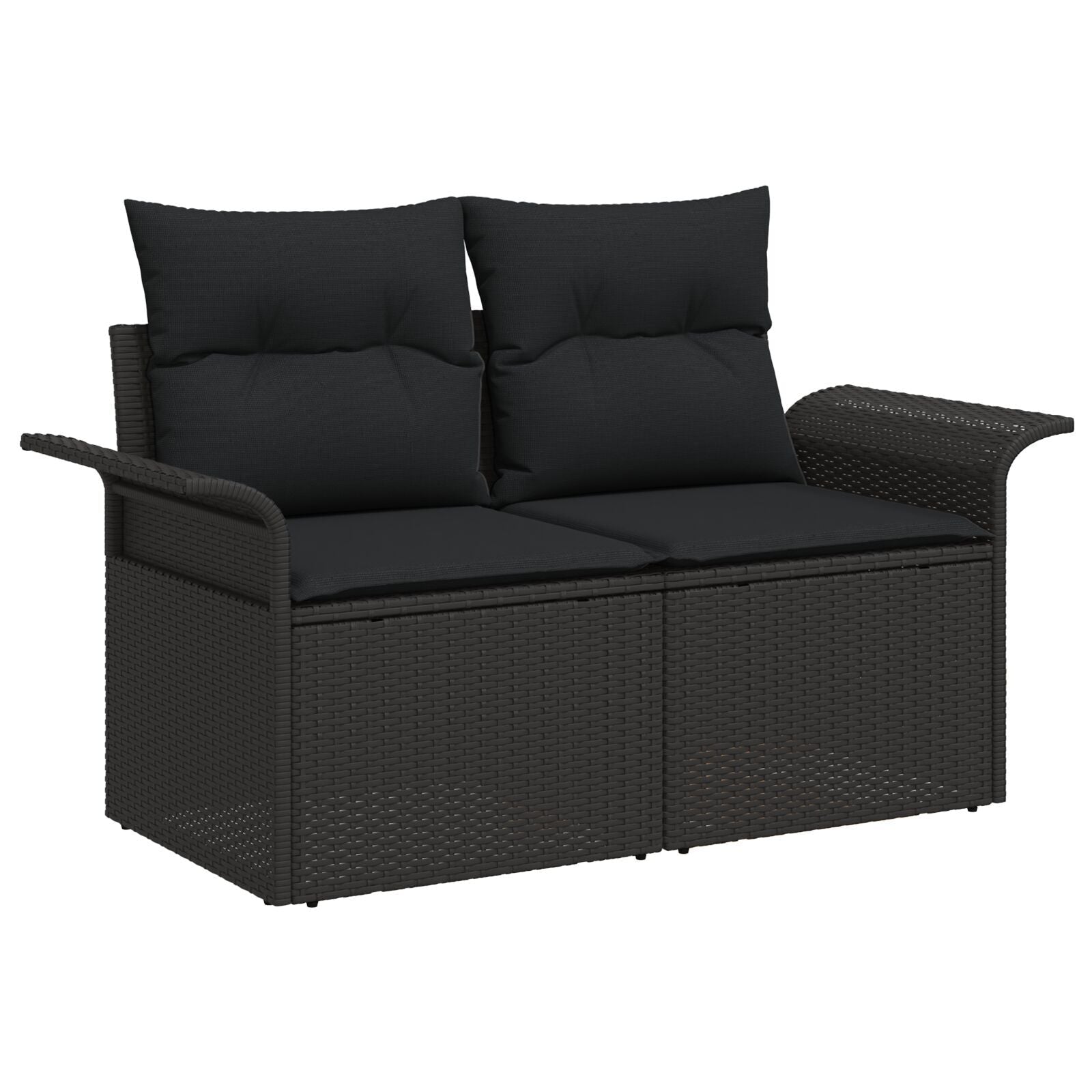 Outdoor Patio Poly Rattan 2 - Seater Garden Sofa With Storage & Cushions Chair - Bargainia.com - 