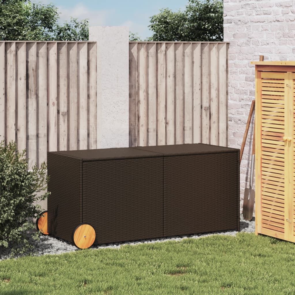 Outdoor Patio Poly Rattan 283L Garden Storage Box With Wheels Cushion Boxes - Bargainia.com - 8721012243590 - 365317