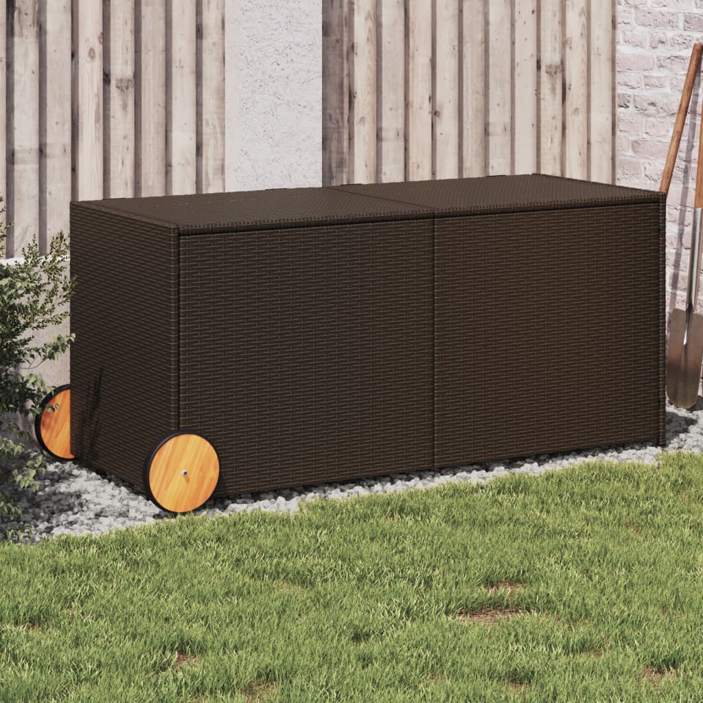Outdoor Patio Poly Rattan 283L Garden Storage Box With Wheels Cushion Boxes - Bargainia.com - 8721012243590 - 365317
