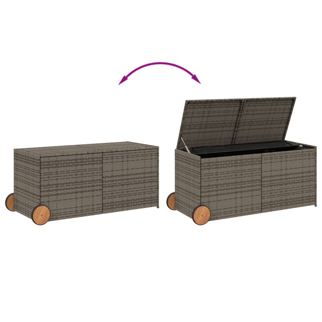 Outdoor Patio Poly Rattan 283L Garden Storage Box With Wheels Cushion Boxes - Bargainia.com - 8721012243606 - 365318