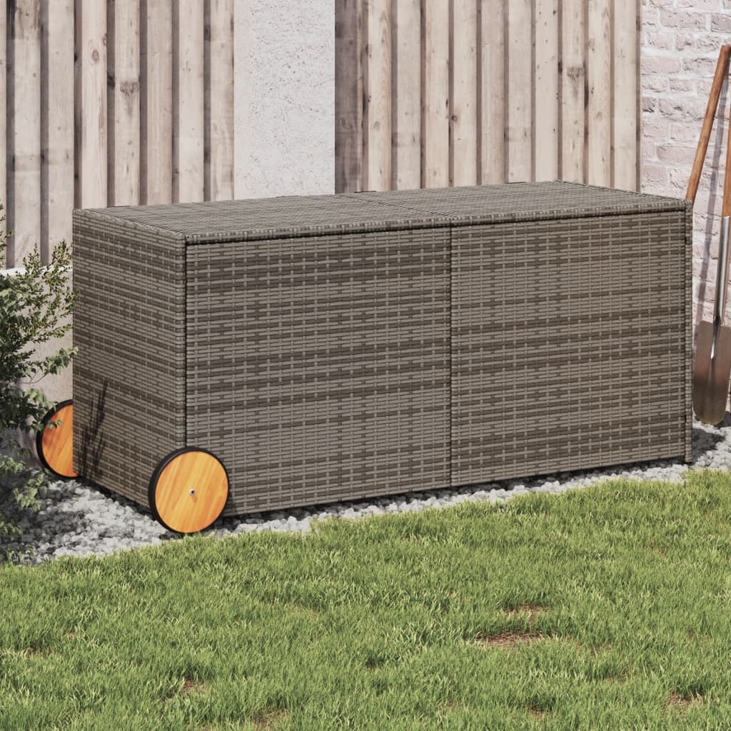 Outdoor Patio Poly Rattan 283L Garden Storage Box With Wheels Cushion Boxes - Bargainia.com - 8721012243606 - 365318