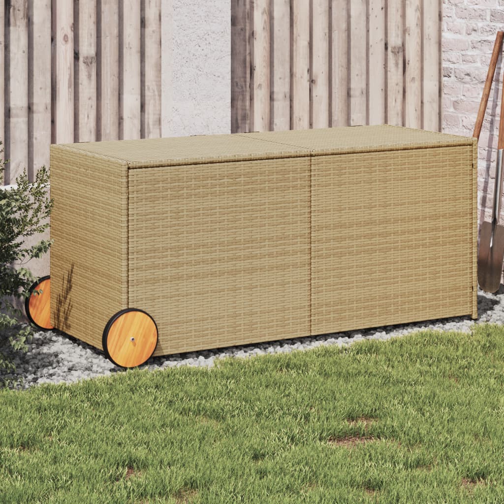 Outdoor Patio Poly Rattan 283L Garden Storage Box With Wheels Cushion Boxes - Bargainia.com - 8721012243613 - 365319
