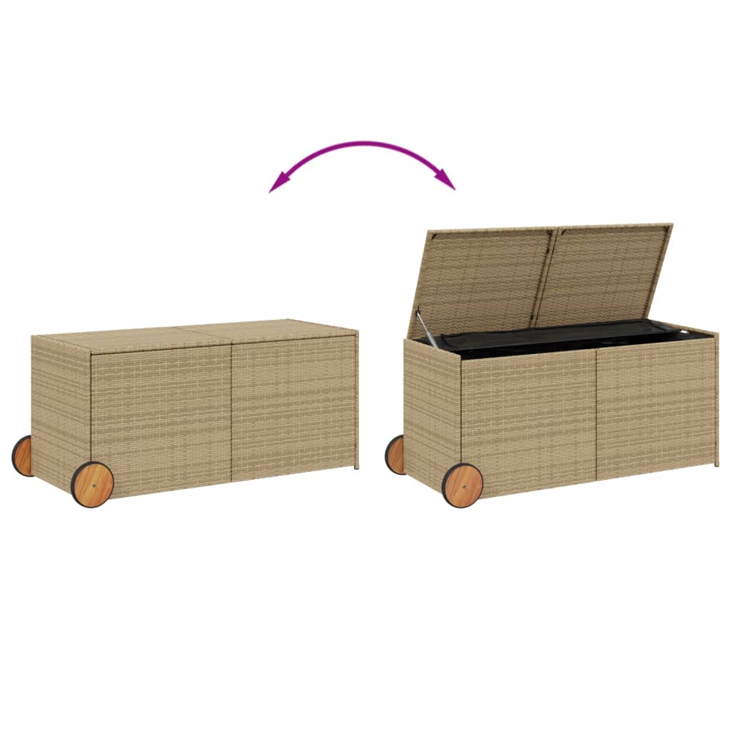 Outdoor Patio Poly Rattan 283L Garden Storage Box With Wheels Cushion Boxes - Bargainia.com - 8721012243613 - 365319
