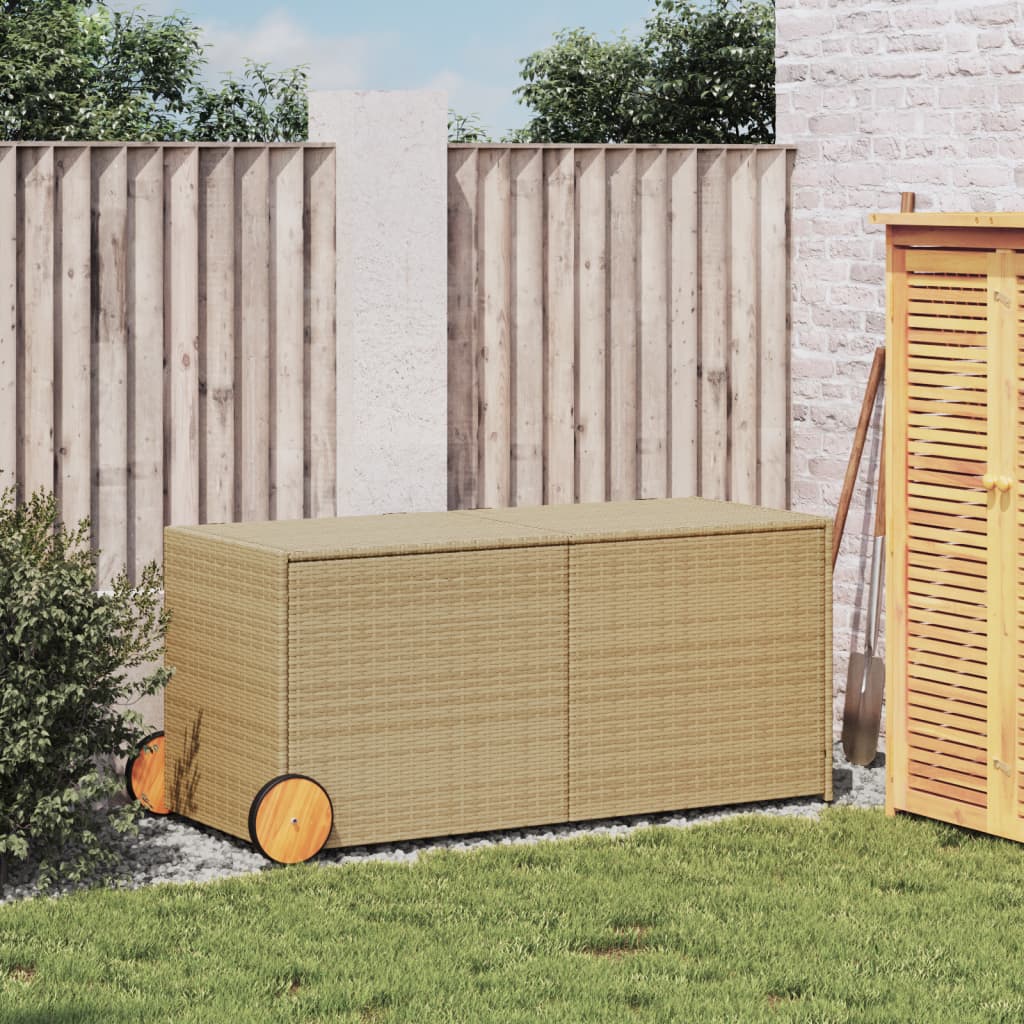 Outdoor Patio Poly Rattan 283L Garden Storage Box With Wheels Cushion Boxes - Bargainia.com - 8721012243613 - 365319
