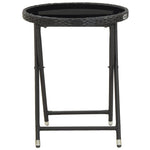 Outdoor Patio Poly Rattan Foldable Garden Tea Coffee Table Glass Top Balcony Tables - Bargainia.com - 