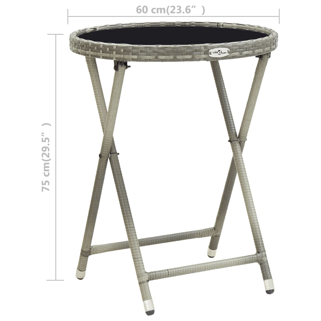 Outdoor Patio Poly Rattan Foldable Garden Tea Coffee Table Glass Top Balcony Tables - Bargainia.com - 8719883727547 - 46204