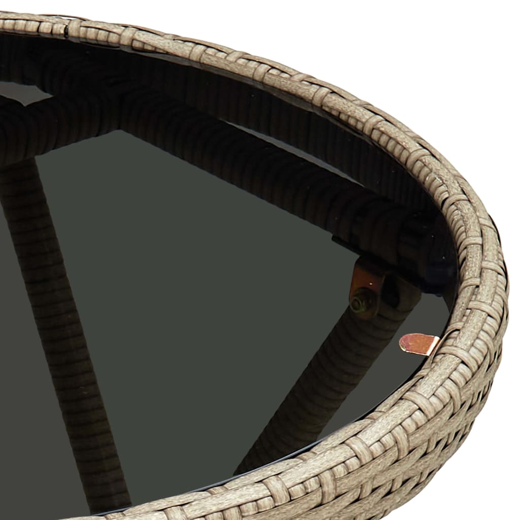 Outdoor Patio Poly Rattan Foldable Garden Tea Coffee Table Glass Top Balcony Tables - Bargainia.com - 