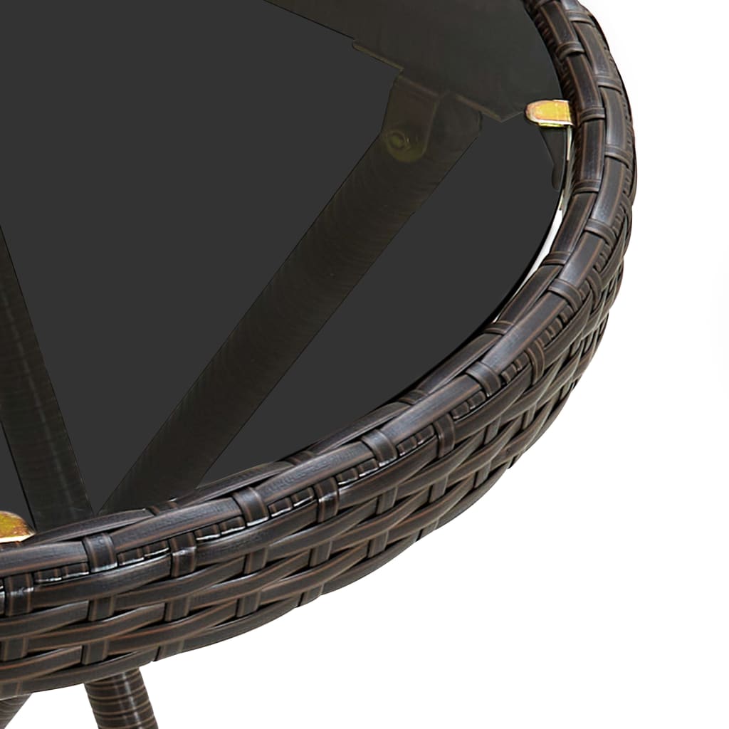 Outdoor Patio Poly Rattan Foldable Garden Tea Coffee Table Glass Top Balcony Tables - Bargainia.com - 8720286089378 - 310560