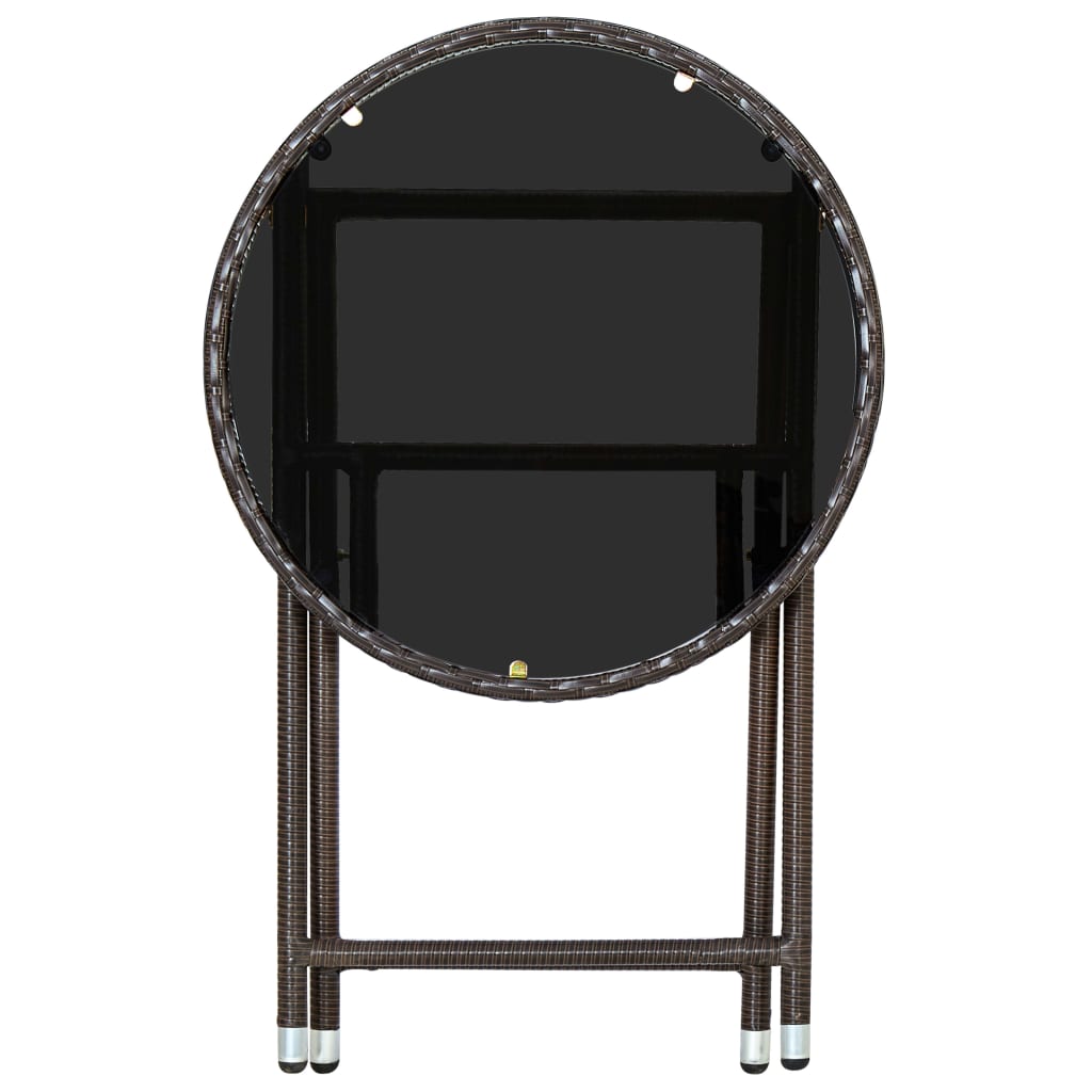 Outdoor Patio Poly Rattan Foldable Garden Tea Coffee Table Glass Top Balcony Tables - Bargainia.com - 8720286089378 - 310560