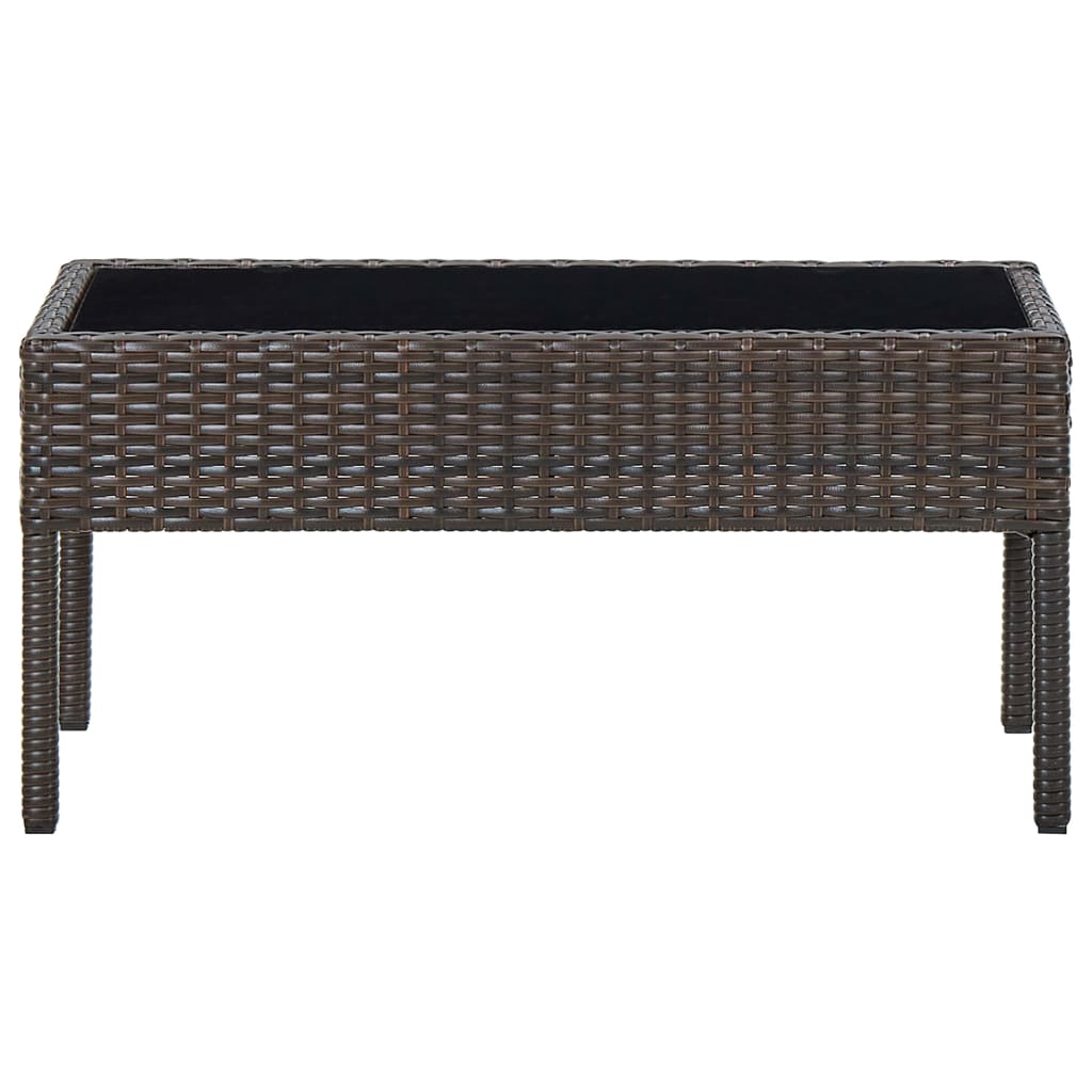 Outdoor Patio Poly Rattan Garden Coffee Table With Glass Top Balcony Tables - Bargainia.com - 8719883855875 - 45903
