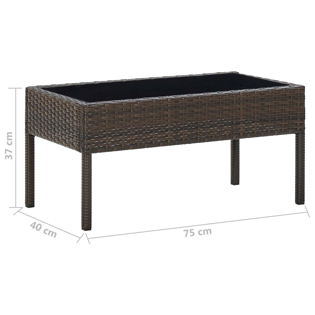 Outdoor Patio Poly Rattan Garden Coffee Table With Glass Top Balcony Tables - Bargainia.com - 