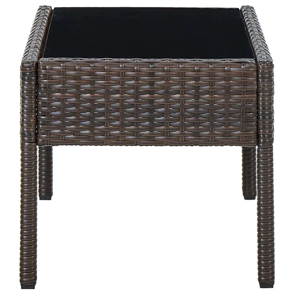 Outdoor Patio Poly Rattan Garden Coffee Table With Glass Top Balcony Tables - Bargainia.com - 
