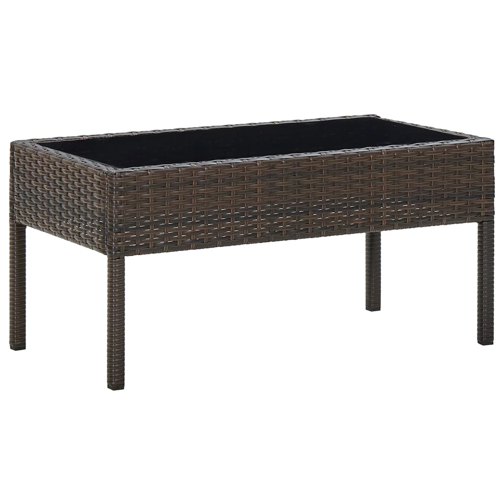 Outdoor Patio Poly Rattan Garden Coffee Table With Glass Top Balcony Tables - Bargainia.com - 8719883855875 - 45903